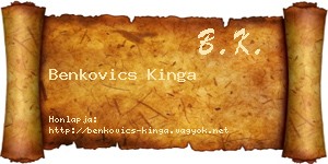 Benkovics Kinga névjegykártya